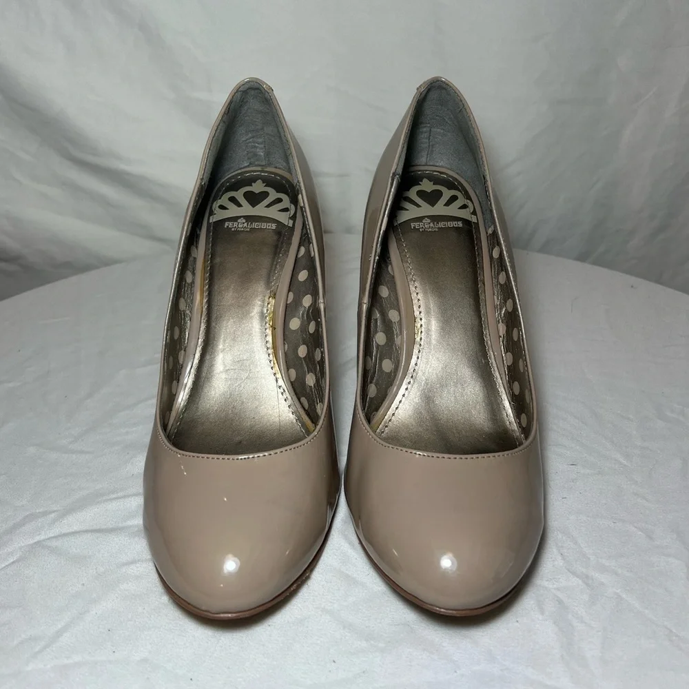Fergalicious by Fergie Nude Patent Leather Pumps - Size 9